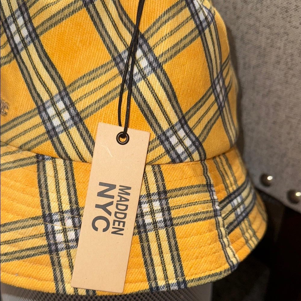 Yellow Plaid Madden NYC Bucket Hat